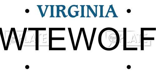 WTEWOLF Virginia License Plate