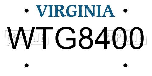 WTG8400 Virginia License Plate