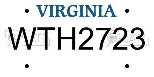 WTH2723 Virginia License Plate