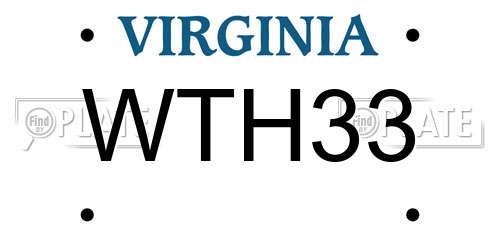 WTH33 Virginia License Plate
