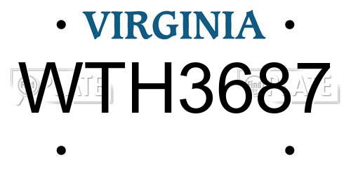 WTH3687 Virginia License Plate