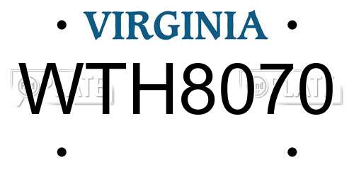 WTH8070 Virginia License Plate
