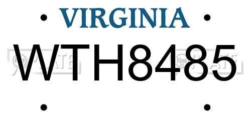 WTH8485 Virginia License Plate