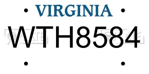 WTH8584 Virginia License Plate
