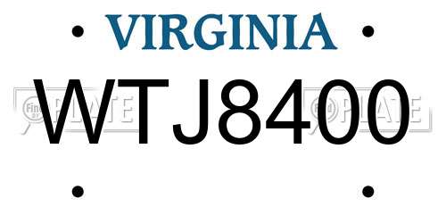 WTJ8400 Virginia License Plate