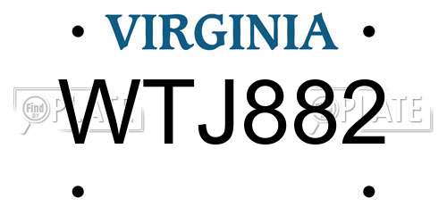 WTJ882 Virginia License Plate