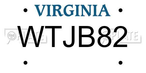 WTJB82 Virginia License Plate