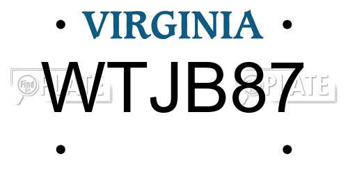 WTJB87 Virginia License Plate