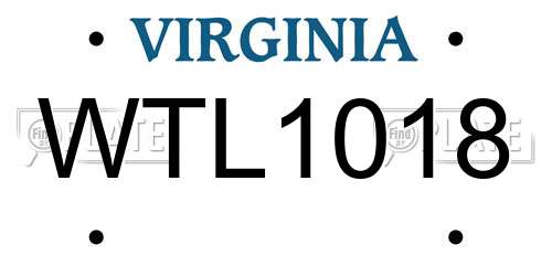 WTL1018 Virginia License Plate
