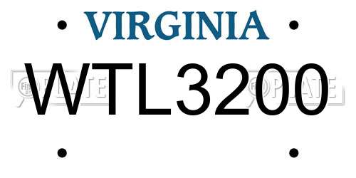 WTL3200 Virginia License Plate