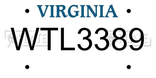 WTL3389 Virginia License Plate