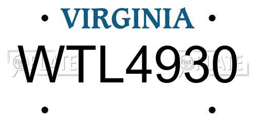 WTL4930 Virginia License Plate