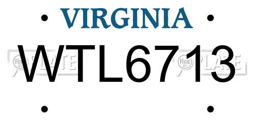 WTL6713 Virginia License Plate