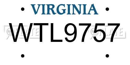 WTL9757 Virginia License Plate