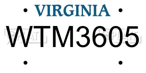 WTM3605 Virginia License Plate