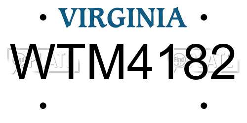 WTM4182 Virginia License Plate