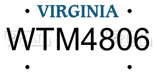 WTM4806 Virginia License Plate