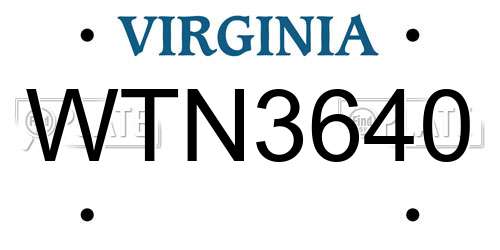 WTN3640 Virginia License Plate