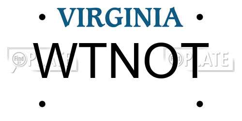 WTNOT Virginia License Plate