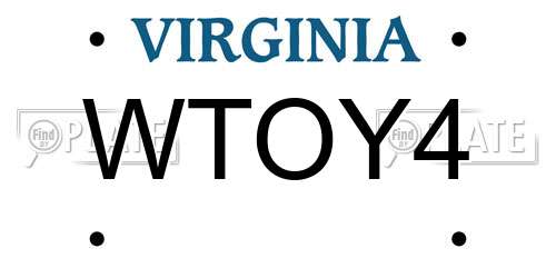 WTOY4 Virginia License Plate