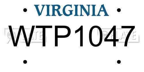 WTP1047 Virginia License Plate