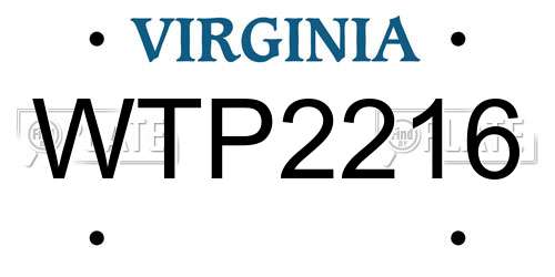 WTP2216 Virginia License Plate