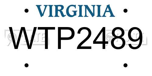 WTP2489 Virginia License Plate