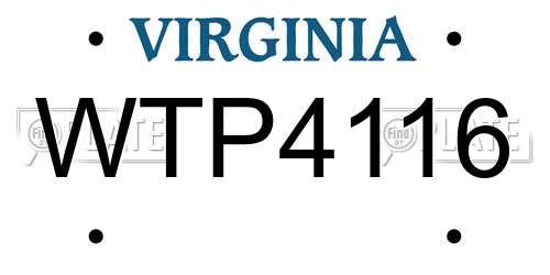 WTP4116 Virginia License Plate