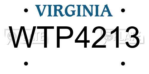 WTP4213 Virginia License Plate