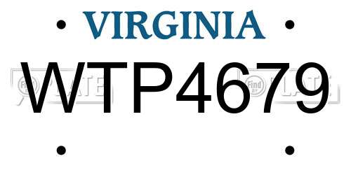 WTP4679 Virginia License Plate