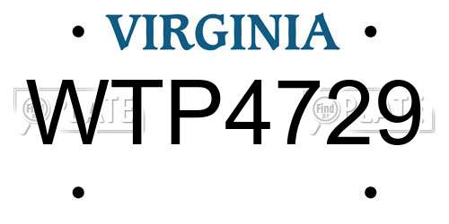 WTP4729 Virginia License Plate
