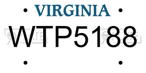 WTP5188 Virginia License Plate
