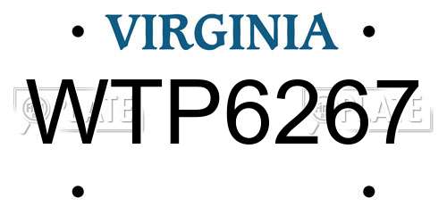 WTP6267 Virginia License Plate