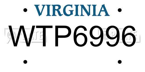 WTP6996 Virginia License Plate
