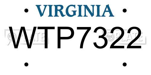 WTP7322 Virginia License Plate