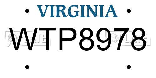 WTP8978 Virginia License Plate