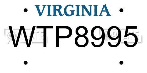 WTP8995 Virginia License Plate