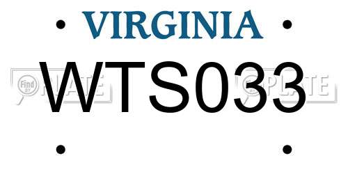 WTS033 Virginia License Plate