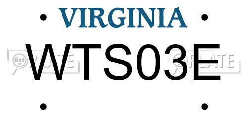 WTS03E Virginia License Plate