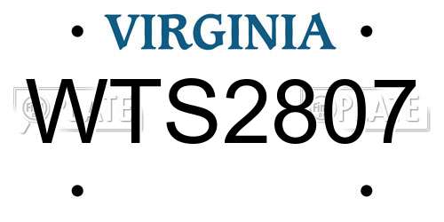 WTS2807 Virginia License Plate