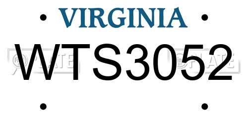 WTS3052 Virginia License Plate
