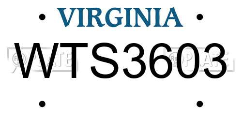 WTS3603 Virginia License Plate