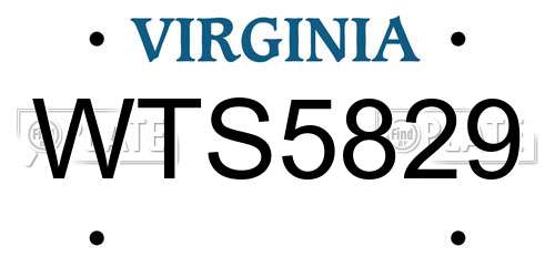 WTS5829 Virginia License Plate