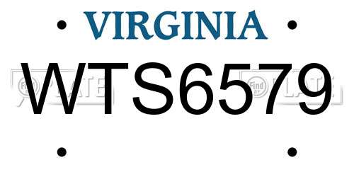 WTS6579 Virginia License Plate
