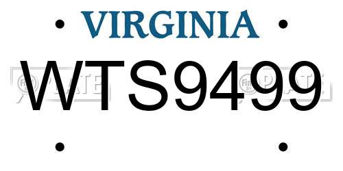 WTS9499 Virginia License Plate