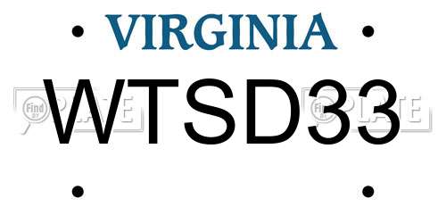 WTSD33 Virginia License Plate
