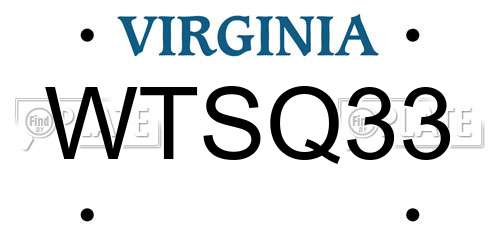 WTSQ33 Virginia License Plate