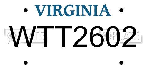 WTT2602 Virginia License Plate