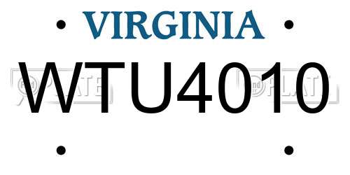 WTU4010 Virginia License Plate