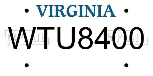 WTU8400 Virginia License Plate